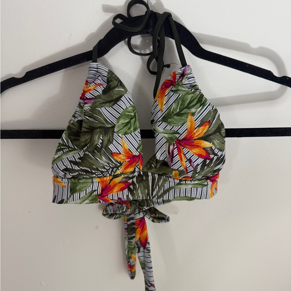 Moschino Tropical Print Bikini Top - Green, Orange, Black
